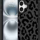 Fiyart Designed for iPhone 16 Case Cute Cheetah Print Design Compatible with MagSafe Wireless Charging,Magnetic Leopard Phone Cover for Women Girls 6.1"-Black