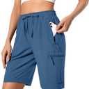 Hugut Women's Lightweight Hiking Cargo Shorts Quick Dry Athletic Shorts Camping Travel Golf Zipper Pockets Water Resistant, 2XL
