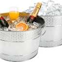 2PCS Beverage Tub Large Ice Bucket For Parties, Thick Metal Galvanized Tub Drink Buckets, Beverage Bucket with Handles, Drink Bucket for Indoor & Outdoor Party (Sliver)
