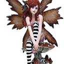 PTC 6.25 Inch Naughty Brown Fairy Sitting on Mushroom Statue Figurine