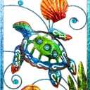 BVLFOOK Metal Sea Turtle Beach Themed Bathroom Wall Art Decor, Ocean Themed Wall Decorations for Patio, Porch, Bedroom, Living Room Indoor Outdoor Wall Decor 18 Inch