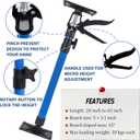 Lifynste Third Hand Tool, Adjustable Support Pole, 3rd Hand Support System, Steel Support Rod for Cabinet Jacks Cargo Bars Drywall Support, Extends from 20 Inch to 45 Inch, 2 Pack, Blue