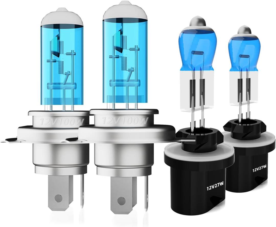 Headlight Bulbs Fit For Ford Focus 2000-2004, 9003 High Low Dual Beam 880 Fog Lights Combo, Super Bright 5500K White Light High Performance Halogen Light Bulbs, 4PCS