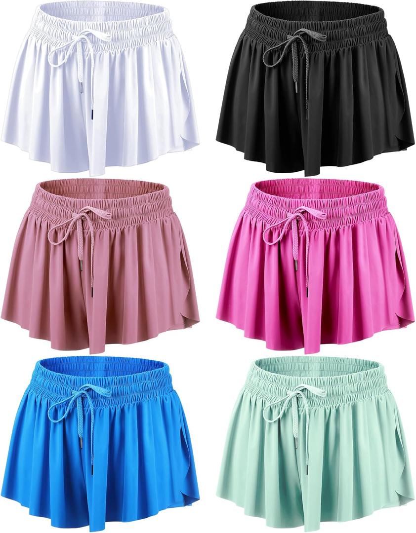 6 Pcs 2 in 1 Flowy Running Shorts with Pockets Butterfly Gym Shorts Summer Women Workout Yoga Small 6 Pcs 2 in 1 Flowy Running Shorts with Pockets Butterfly Gym Shorts Summer Women Workout Yoga Small