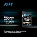 512GB SDXC UHS-I Memory Card - Up to 200MB/s Read Speed, C10, U3, V30, 4K UHD, Full-HD & 4K Video SD Card for Canon Nikon Sony Fujifilm DSLR, Mirrorless Cameras