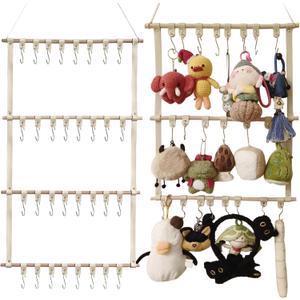 Hanging Display Storage Shelves Detachable Doll Organizers for Storage Plush Doll Collectors Gifts, Hanging Over the Door Organizer for Bedroom Home (Beige 1pcs)