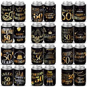 Umigy 24 Pcs 50th Birthday Can Sleeve to 50 Years Can Neoprene Cooler Birthday Decorations Party Favors Supplies Gift for Men Women