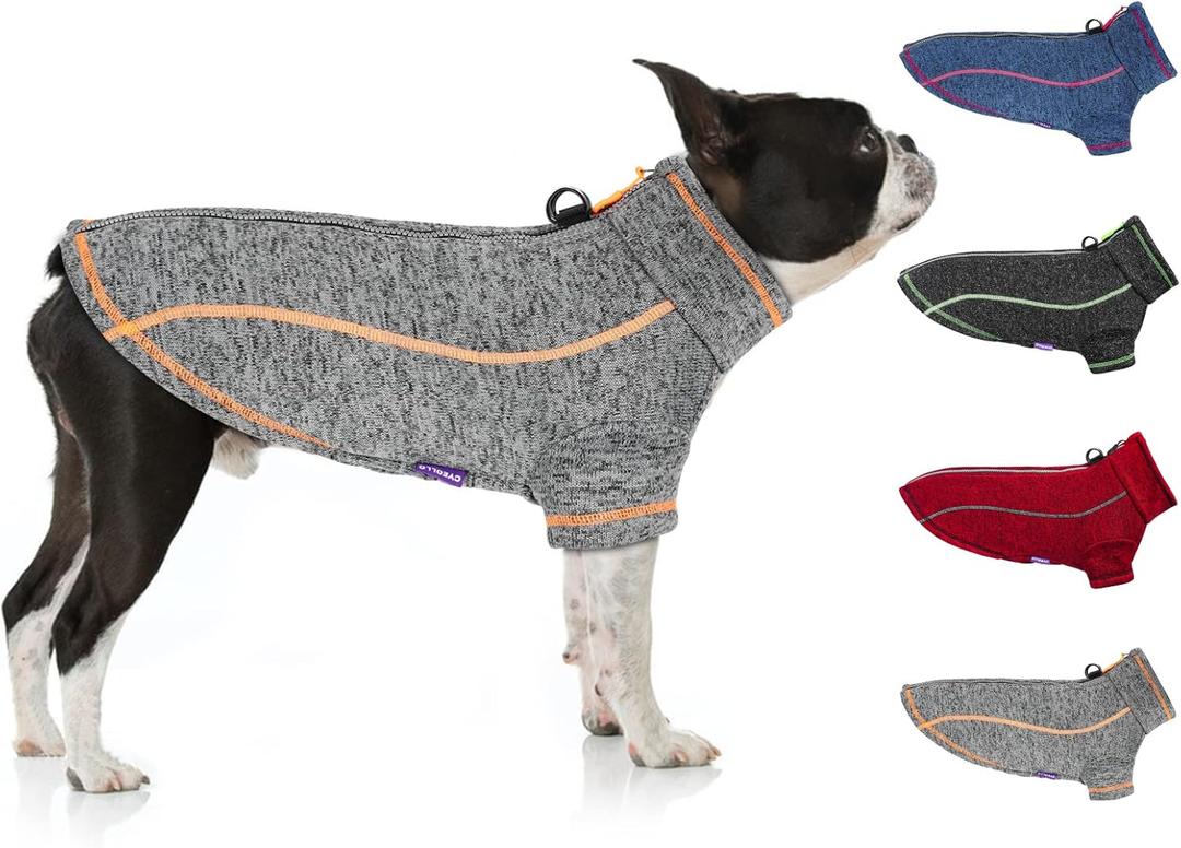 cyeollo Dog Jacket Fleece Jackets with Reflective Strip and Dual D Ring Zipper Winter Coats for Small Dog Clothes Pet Clothes Apparel (Grey) S