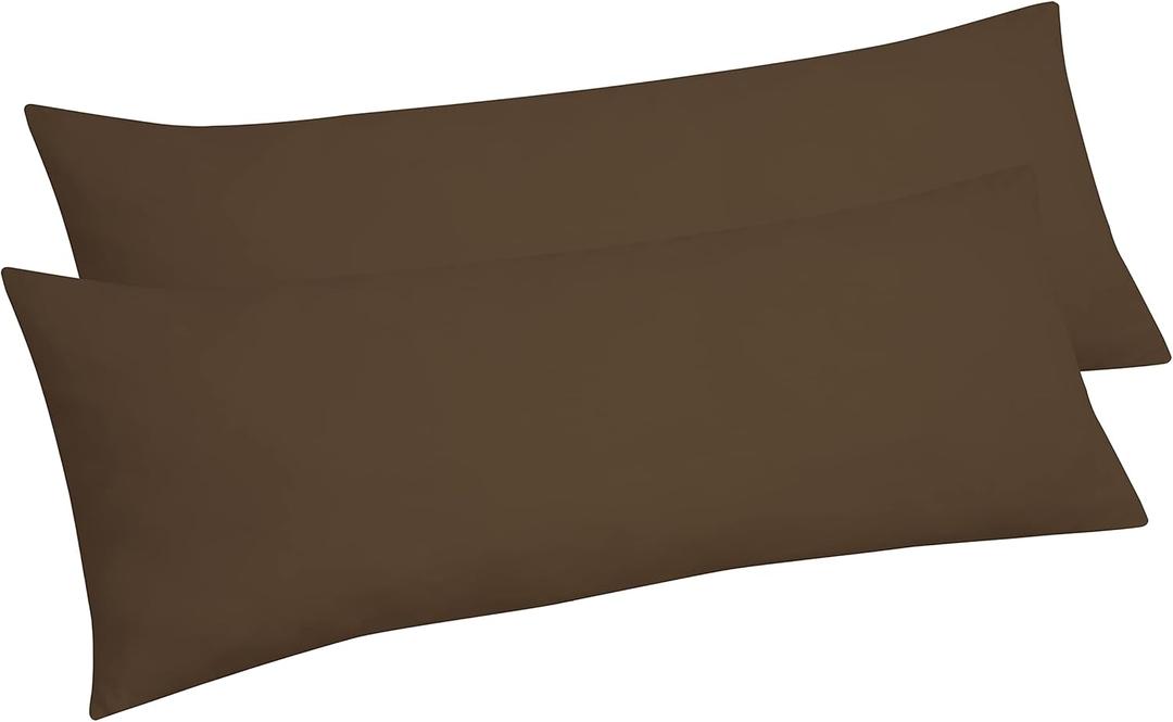 ROYALE LINENS Body Pillow Cover - Double Brushed 1800 Microfiber - 20"x54" with Hidden Zipper Closure - Wrinkle & Fade Resistant - Super Soft Body Pillowcase 2 Pack (Chocolate, Pack of 2)
