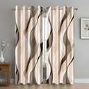 Cream Blackout Curtains, Ombre Grey and Cream Striped Window Curtains for Living Room Bedroom Modern Room Darkening Grommet Curtains, 42x63 Inch, 2 Panels