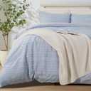 NEXHOME PRO Duvet Cover King Size, Blue 3 Pieces Boho Tufted Duvet Cover Set, Soft and Lightweight Microfiber Comforter Cover Set for All Season (Blue King, 104 x 90)-No Comforter