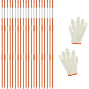 20Pcs Driveway Markers,4Ft Driveway Reflective Poles, Orange Fiberglass Snow Stakes with Reflective Tape for Easy Visibility at Night for Parking Lots (20, Orange)