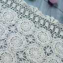Cotton Handmade Crochet lace Table Runners Rectangular Tablecloth Doilies Doily Table Dresser Scarf Dcor,19x23Inch,Beige