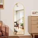 Rowjut Full Length Door Mirror, Wall Mounted Wall & 48"X14"Arched Behind Door Mirrors, Full Length Mirror for Use in Living Rooms, Rooms, Bedrooms, Cloakrooms (Gold)