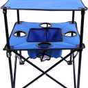 Portable Folding Camping Table With Cup Holders, 2-Tier Outdoor Table