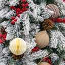 12PCS Neutral Christmas Ornaments Balls Set, 3.15" Jute Burlap & Fabric Hanging Baubles, Rustic Farmhouse Textured Tan Xmas Tree Decorations for Holiday Party Home Decor