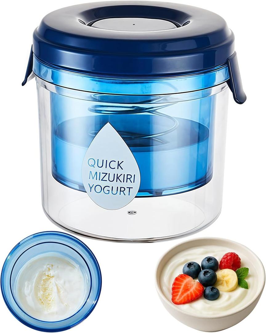 Greek Yogurt Strainer with Lid, Greek Yogurt Milk Filter, Food Strainer, Greek Yogurt Strainer with Stainless Steel Fine Mesh Bag for Yogurt, Soybean Milk, Kefir, Berries, Fruit Juice (1PACK)