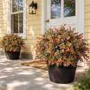 2 Set Artificial Boxwood Fall Topiary Ball Tree for Porch (Autumn Orange)