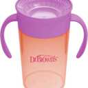 Dr. Brown's Milestones Straw to 360 Convertible Toddler Training Cup Set with Interchangeable Silicone Straw and 360 Degree Cup Lids, Pink Coral, 10 oz/300 mL, BPA-Free, 9m+, 2-Pack