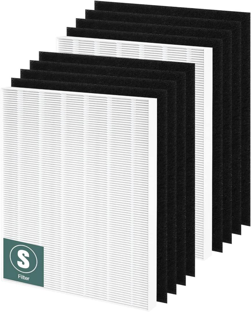 C545 True HEPA Replacement Filter S Compatible with Winix C545 Air Purifier Replacement for Winix S Filter 1712-0096-00 and 2522-0058-00, Funmit 2 x True HEPA Filter + 8 x Activated Carbon Pre-Filter (10 Piece Set)