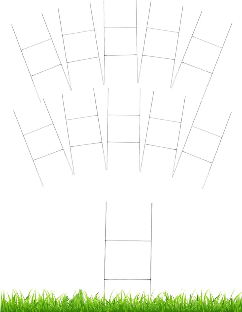 10 Pack H Frame Wire Stakes for Yard Signs,18'' x 7'' Yard Sign Stakes Metal for Corrugated Plastic Signs Halloween Yard Sign Holder