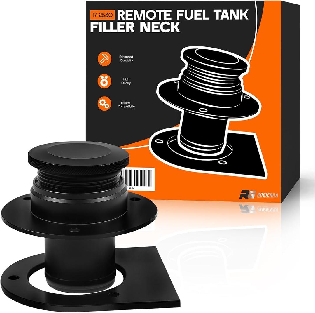 17-2530 Straight Remote Fuel Tank Filler Neck Kit - Includes Billet Aluminum Gas Cap & Weld-On Steel Mount Bracket - Compatible with 2-Inch Filler Hose for Fuel Cells