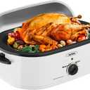 22-Quart Electric Roaster Oven with Removable Pan and Self-Basting Lid, Perfect for Turkey Roasting with Temperature Control from 150 to 450F and Cool-Touch HandlesWhite, 22QT