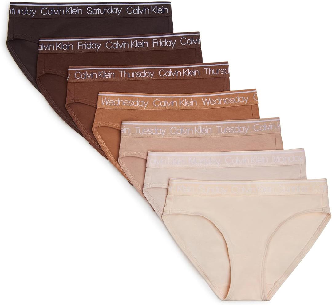 Calvin Klein Girls' Bikini Days of the Week Seven Pack (Small, Naturals)