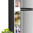 Antarctic Star Mini Fridge with Freezer, Double Door Compact Refrigerator, Adjustable Thermostat, Small Fridge for Bedroom Office Dorm Apartment, 2.45 Cu.Ft Silver