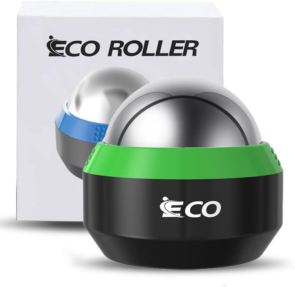 iECO Cold Massage Roller Ball - Ice Roller Ball for Muscles Deep Tissue, Cold & Heat Therapy, Plantar Fasciitis Roller (3.15 Inch, Black+green)