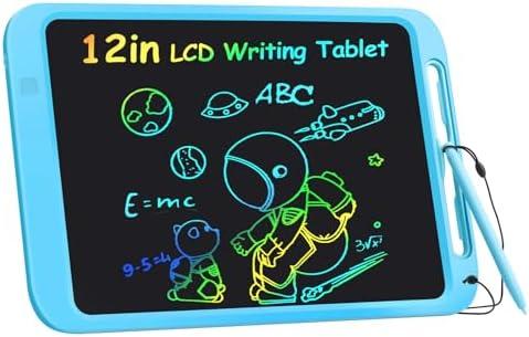 TeinenRon LCD Writing Tablet for Kid Toys, 12in Doodle Board for Children with Lanyard Stylus, Colorful Educational Drawing Tablet Pad, Birthday Christmas Gift for 6-12 Years Old Girls & Boys, Blue