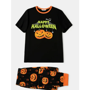 Mikrdoo Boys Pajamas Size 6 Long Sleeve Breathable and Soft 4Piece Sleepwear for Kids, Orange & Black Halloween Size 6 Y