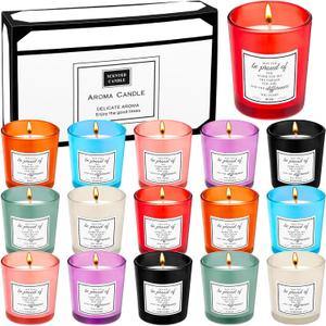 MTLEE 16 Pack Scented Candles Gifts Set Aromatherapy Soy Wax Candles Bulk Scented for Bridesmaid Birthday Valentine Mother's Day Bath Yoga Family Gatherings Festive(Inspirational,Multicolor)