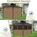 Gazebo Privacy Curtains 10' x 12' with Mosquito Windows, 4-Panels Side Wall with Zipper Universal Replacement for Patio, Outdoor Canopy, Garden and Backyard, Khaki (Curtain Only)