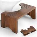 Foldable Toilet Stool, Acacia Wood Poop Stool for Potty Training, 7 Inch Wooden Bathroom Aid for Comfortable Posture (Walnut, Foldable)