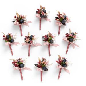 Ling's Moment Boutonniere for Men, 10pcs Groomsmen Guest Boutonniere, Artificial Flowers for Wedding Dcor/Prom/Homecoming,etc.Pink Mauve Berry (Pk-pink Mauve & Berry)