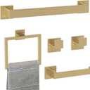22.2 in Matte Bathroom Accessories Set, Bath Towel Bar Set, Stainless Steel Bathroom Hardware Set, Towel Racks for Bathroom Wall Mounted 5 Pcs (Golden)