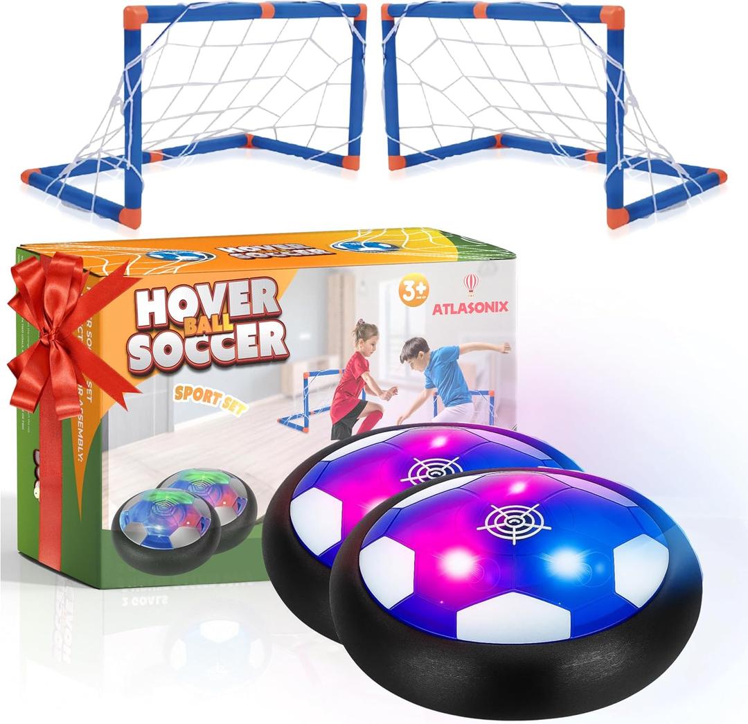 Hover Soccer Ball - Indoor Soccer Ball, Indoor Flying Toy Games (2 Floating Disk + 2 Goals) Boy Birthday Gifts, Indoor Silent Game | 4 in 1 Pack