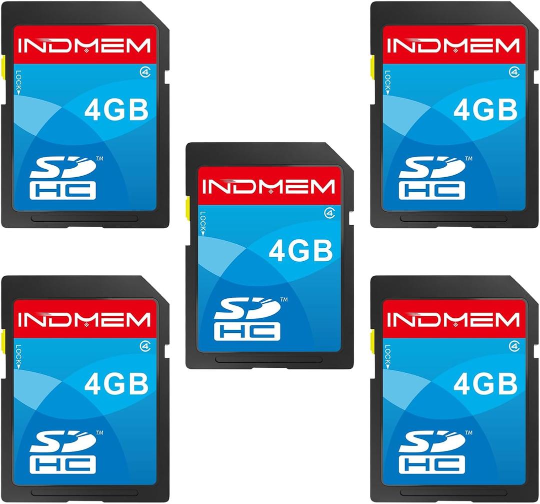 INDMEM SD Card 4GB 5 Pack SDHC Class 4 Flash Memory Card 4 GB Digital Camera Cards