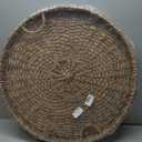 Large 27.6 Inches Rattan Round Serving Tray with Handles Round Braided Bankuan Basket with Handles for Decorative Coffee Table Fruit Bread