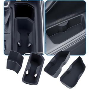 Cup Holder Inserts for Toyota Grand Highlander 2026 2025 2024, Interior Accessories Center Console Front & Rear Cup Holders Covers Protector for 2024-2026 Grand Highlander, Black