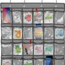 NUOBESTY Wall Hanging Bag with 24 Numbered Pockets for Mobile Phones and Jewelry Hanging Storage Organizer with Metal Hooks for Office Classroom Home