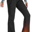 Moosehill Womens-Snow-Ski-Pants Water-Resistant Fleece Lined Warm Winter Hiking Thermal with 4 Zipper Pockets (XL, Black)