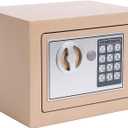 Key and Electronic Security Safe Box Digital Deposit for Home Office Hotel Business Lock Box for Cash Jewelry Storage (Ochre Yellow, 0.17 Cubic Feet)