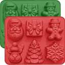 Christmas Baking Molds Silicone 2 PCS, Large Size Christmas Silicone Molds for Baking Cakes Soap Ice Cube Jello Resin Candles Wax Melts