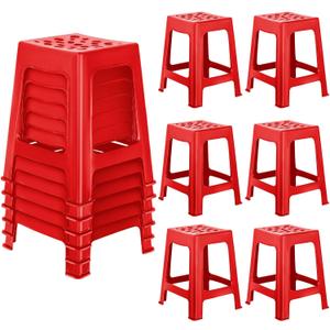 Leinuosen 6 Pcs Plastic Stool for Classroom 18 Inch Stackable School Stools Modern Portable Nesting Chair for Kids Students Classroom School Home Office (Red)