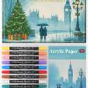 Easter Basket Stuffers for Teens,12 Colors Acrylic Paint Markers Set, Art Supplies Including Acrylic Paper Pad 5.5x8.5 In, 20 Sheets 246lb/400gsm - Ideal Gifts for Artists & Adults.
