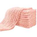 Yoofoss Muslin Burp Cloths for Baby 10 Pack 100% Organic Cotton Baby Washcloths for Boys Girls Large 20''X10'' Super Soft and Absorbent Blush