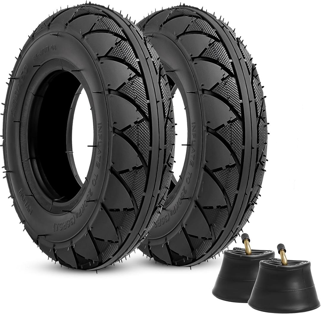 Heavy-Duty 200X50 Tire & Inner Tube Set, 8"x2" Electric Scooter Tire Tubes Replacement Compatible with Razor E100, E150, E200, Dune Buggy, Power Core E100, Crazy Cart, PowerRider 360 and eSpark 2 Sets