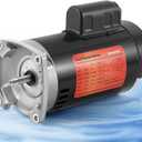 Bonvoisin 2HP Pool Pump Motor 56Y Frame 3450 RPM CCW Rotation Square Flange Replacement Motor with 80F/300V Capacitor for Above Ground and Underground Swimming Pools 115V/230V